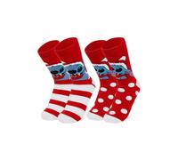 Disney Slippers Socks for Women & Teens UK Size 2.5-7.5, Pack of 2 Non Slip Fleece Winter Socks, Soft & Fluffy, Gifts for Her (Red Stitch)