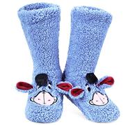 Disney Stitch Fluffy Socks for Women and Teenagers Soft Warm Slipper Socks Non Slip One Size Lounge Wear Gifts for Women (Blue Sherpa Eeyore)