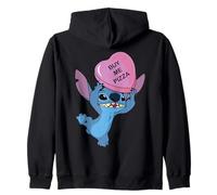 Disney Stitch Funny Valentine's Day "Buy Me Pizza" Heart Zip Hoodie