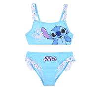Disney Stitch Girls 2 Piece Bikini Set with Ruffle, Blue and Pink, blue, 8 Years