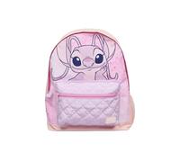 Disney Stitch Girls Backpack - Angel Pink Quilted Luggage Sports School Bag with Adjustable Straps - Lilo & Stitch Gift for Kids - Lightweight Daypack for Travel.