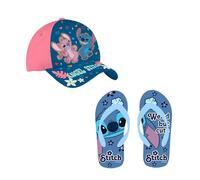 Disney Stitch Girls Baseball Cap and Flip Flops Stitch and Angel Summer Set Sizes UK 8 to 13, Navy Blue, 29-30