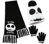 Disney Stitch Girls Beanie Scarf Teenagers Kids Gloves Winter Accessories School Travel Stitch Gifts, Choose from Sets (Black Jack 3 Pcs)