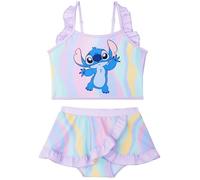 Disney Stitch Girls Bikini Set 5-14 Yrs, 2-Piece Swimming Costume, Adjustable Strap Swimwear Skirt Top, Swimming Accessory (9-10 Years, Multi Stitch)