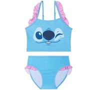 Disney Stitch Girls Bikini Set 5-14 Yrs, 2-Piece Swimming Costume, Adjustable Strap Swimwear Swimsuit, Swimming Gifts (5-6 Years, Blue/Pink Stitch)