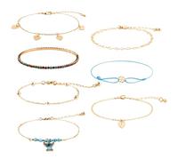 Disney Stitch Girls Bracelet with Charms - Stitch Gifts for Girls (Gold 7 Bracelets)