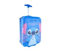 Disney Stitch Girls Cabin Bag, Cabin Bag, Hand Luggage, 2 Heavy Duty Wheels, Adjustable Telescopic Handle, ABS Hard Trolley, Gift for Girls and Teenagers, blue, Classic