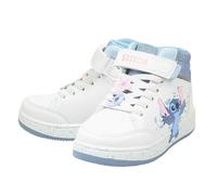 Disney Stitch Girls Hi-Top Trainers Officially Licensed Lilo and Stitch Shoes White and Blue Kids Sneakers with Lace-Up and Strap Comfortable Casual Footwear UK Sizes 10 to 3