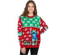 Disney Stitch Girls Knitted Christmas Jumper, Cosy Funny Xmas Sweater - Stitch Gifts for Girls