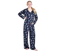 Disney Stitch Girls PJs for Kids Teenagers - 2 Piece Long Girls Pyjamas Breathable Lounge Wear 7-14 - Years Stitch Gifts (Navy, 12-13 Years)