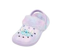 Disney Stitch Girls Sandals Clogs with Fur Fleece Lining - Pastel Lilac Slip On Sliders Shoes for Kids (Purple UK 13-EU32)