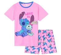 Disney Stitch Girls Short Pyjama Set, Soft Breathable Lounge Wear - Stitch Gifts for Girls (Pink/Blue, 11-12 Years)