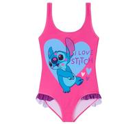 Disney Stitch Girls Swimming Costume Stretchy One Piece Swimsuit Comfy Teenagers Swimwear Beach Pool Holiday Essentials (Pink Stitch, 4-5 Years)