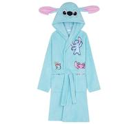 Disney Stitch Girls Teenagers Fleece Dressing Gown with Hood & Pockets, Cosy Robe Fluffy Loungewear Nightwear - Stitch Gifts (Blue, 7-8 Years)