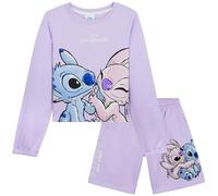 Disney Stitch Girls Tracksuit Set for Kids Teenagers 2 Pcs Crewneck Sweatshirt & Jogger Shorts with Pockets Comfy Activewear Loungewear (9-10 Years, Lilac)