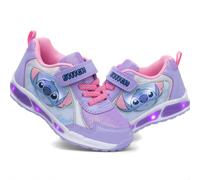 Disney Stitch Girls Trainers Purple Kids Easy Fasten Light Up Character SIZE