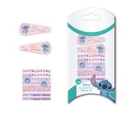 Disney Stitch Hair Accessories Beauty Set for Girls, Set Includes Pink and Purple 2 Hair Pins and 8 Scrunchies