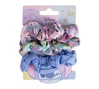 Disney Stitch Hair Scrunchies for Girls and Women, Non-Slip and Soft Ponytail Holder - 3 Scrunchies Set (2 Printed, 1 Solid Colour)
