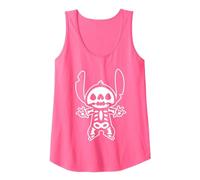 Disney Stitch Halloween Skeleton Tank Top, Women, Neon Pink, Small