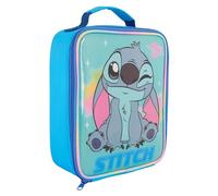 Disney Stitch Insulated Lunch Bag, Blue Character Design, Polyester with Easy-Clean Antibacterial Lining, Perfect for School and Travel