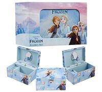 Disney Stitch Jewellery Box Musical Wind Up Spinning Figure Frozen Memory Box Keepsake Girls Teens Ring Slots Organiser Bedroom Decor, Gifts for Girls (Blue Frozen)