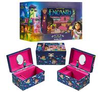 Disney Stitch Jewellery Box Musical Wind Up Spinning Figure Frozen Memory Box Keepsake Girls Teens Ring Slots Organiser Bedroom Decor, Gifts for Girls (Multi Encanto)