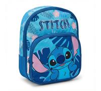 Disney Stitch Kids Backpack 30x25x10 cm - Official Lilo & Stitch School Bag with Front Pocket, Adjustable Padded Straps, Blue Tropical Design
