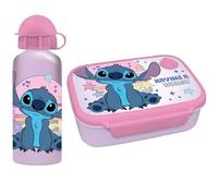 Disney Stitch Kids Childrens Lunch Box Set - Sandwich Box & Aluminium Water Bottle 500ml - School Travel Lunch Food Set, BPA Free