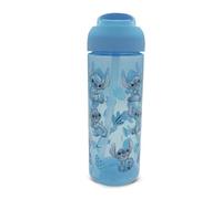 Disney Stitch Kids Drinks Bottle 450ml Water Bottle + Carry Loop | Spill-Proof Flip-Up Spout Reusable Travel Bottle for Kids