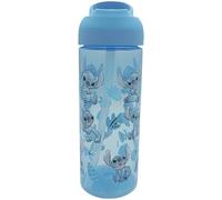 Disney Stitch Kids Drinks Bottle 600ML Water Bottle + Carry Loop | Spill-Proof Flip-Up Spout Reusable Travel Bottle for Kids