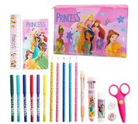 Disney Stitch Kids Pencil Case and Stationery Supplies Set for Preschool Nursery Notebook Colouring Pencils Pen, Girls Gifts (Pink Princess)