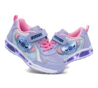 Disney Stitch Kids Purple Trainers Light Up Easy Fasten Strap Bungee Laces SIZE