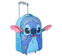 Disney Stitch Kids Suitcases on Wheels Foldable Trolley Bag Carry On Cabin Bag Hand Luggage Holiday Sleepover Trips Travel Essentials 43x30x14cm