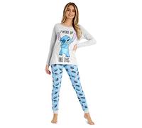 Disney Stitch Ladies Pyjamas Short Sleeve Long Sleeve PJs for Women Sets Teens Mickey Minnie Mouse Breathable 2 Piece S-XL Nightwear Lounge Wear Stitch Gifts (Grey/Blue Stitch, 20/22 UK, XL)