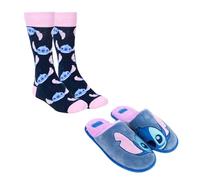 Disney Stitch Ladies Slippers and Socks Slippers Gift for Teens Sizes UK 2 to 8, blue, 6/7 UK