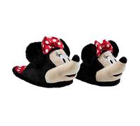 Disney Stitch Ladies Slippers Fluffy Indoor House Shoes Non Slip Minnie Mouse Baby Yoda Slippers Womens Gifts (Black Minnie, 5/6 UK)