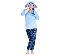 Disney Pyjamas for Women, Fluffy Ladies Fleece Pyjamas, Stitch Minnie Gifts (L, Blue Stitch)