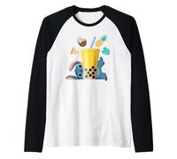 Disney Stitch Loves Boba Tea Tropical Beach Summer Vacation Raglan Baseball Tee