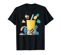 Disney Stitch Loves Boba Tea Tropical Beach Summer Vacation T-Shirt