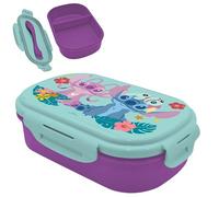 Disney Stitch Lunchbox Made of BPA Free Plastic, Children's Lunchbox with Cutlery, Dishwasher Safe Travel Sandwich Box for Kids, Summer Back to School, Size-21cm