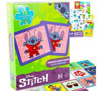 Disney Stitch Memory Matching Game Set - Bundle with Lilo and Stitch Matching Card Game for Kids Featuring Stitch Plus Sticker Book, Tattoos, More | S