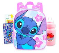 Disney Stitch Mini Backpack for Girls Kids Toddlers - 11" Iconic Woven Small Backpack Bundle w Stickers and More | Preschool Daycare Kindergarten