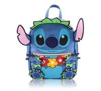 Disney Stitch Mini Backpack Purse for Kids and Adults | Faux leather, 10.2in x 8.2in x 3in, ages 3+, gold hardware, zip front pocket, adjustable straps