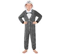 Disney Stitch Onesie for Kids Fleece Pyjamas Lounge Wear Eeyore Minnie Mouse Stitch Gifts (11-12 Years, Black Jack Skellington)