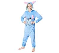 Disney Stitch Onesie for Kids Fleece Pyjamas Lounge Wear Eeyore Minnie Mouse Stitch Gifts (11-12 Years, Blue Stitch)