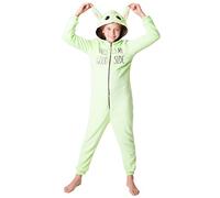 Disney Stitch Onesie for Kids Fleece Pyjamas Lounge Wear Eeyore Minnie Mouse Stitch Gifts (13-14 Years, Green Baby Yoda)
