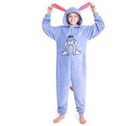 Disney Stitch Onesie for Kids Fleece Pyjamas Lounge Wear Eeyore Minnie Mouse Stitch Gifts (7-8 Years, Blue Eeyore)