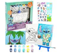 Disney Stitch Painting Set for Girls Art Supplies Bundle with 3 Canvases, Easel, Paint Plus Stickers, More | Lilo and Stitch Arts and Crafts Gifts for Kids