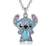 Disney Stitch Pave Necklace Collection - 16" + 3" Adjustable Chain Fashion Jewelry