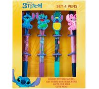 Disney Stitch Pen Set for Girls Teens Black Ballpoint Pen Uni Office School Supplies Gift Set of 4 Kawaii Womens Stationery Stitch Gifts